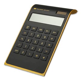 Nicheez Calculator, 10 Digit Solar, Thin, Cute, Stylish, Business Office (Black & Gold)