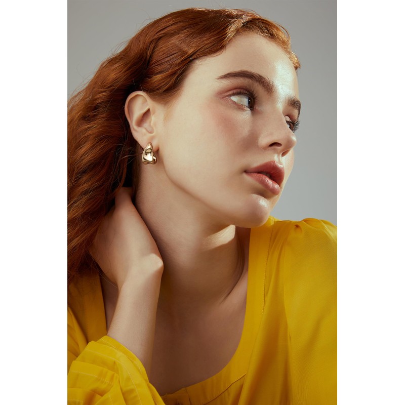 GAUEIOUR Chunky Gold Earrings for Women Hypoallergenic Open Huggie Teardrop