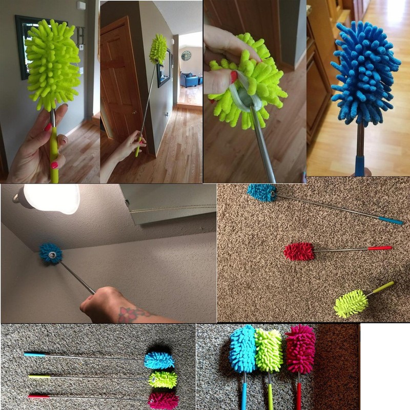 M-Jump 3 Pack Retractable Long-Reach Washable Duster for Cleaning, Microfiber