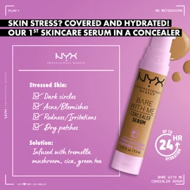 NYX Professional Makeup, Bare With Me Concealer Serum Natural Finish Medium Coverage Serum, Mocha, 9.6ml
