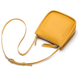 Bearneko Women's Shoulder Bag, Smartphone Pouch, Genuine Leather, Wallet Shoulder Bag, Small, Cross-body Design, Lightweight, Waterproof, Smartphone Shoulder Bag, Fashion, Gift, yellow