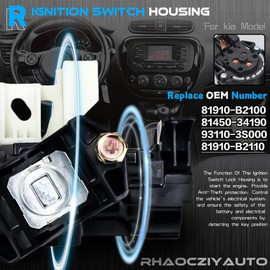 RHAOCZIYAUTO 81910-B2100 Ignition Lock Switch Cylinder Housing Assembly Compatible with Kia Soul 2014-2019 for Kia Soul EV 2015-2019, Ignition Switch Replace#81450-34190, 93110-3S000, 81910-B2110