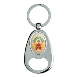 GRAPHICS & MORE Merry Christmas Angel Keychain Chrome Metal Spinning Oval Bottle Opener