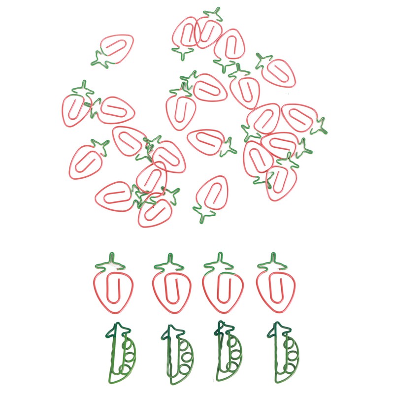 100pcs Metallic Paper Clips Strawberry Pea Shape Antislip Anti Rust