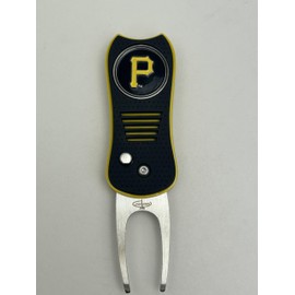 Mobile Pro Shop Pittsburgh Pirates Baseball Divot Repair Switchblade Tool (Black/Yellow) with Removable Two-Sided Ball Marker