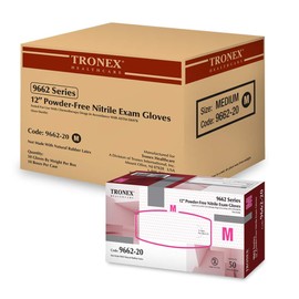 TRONEX Chemo-Rated Fully Textured Nitrile Exam Gloves, 12" Long, Extra-Thick (8 mil), Powder Free, Non-Sterile, Blue (500, Large)