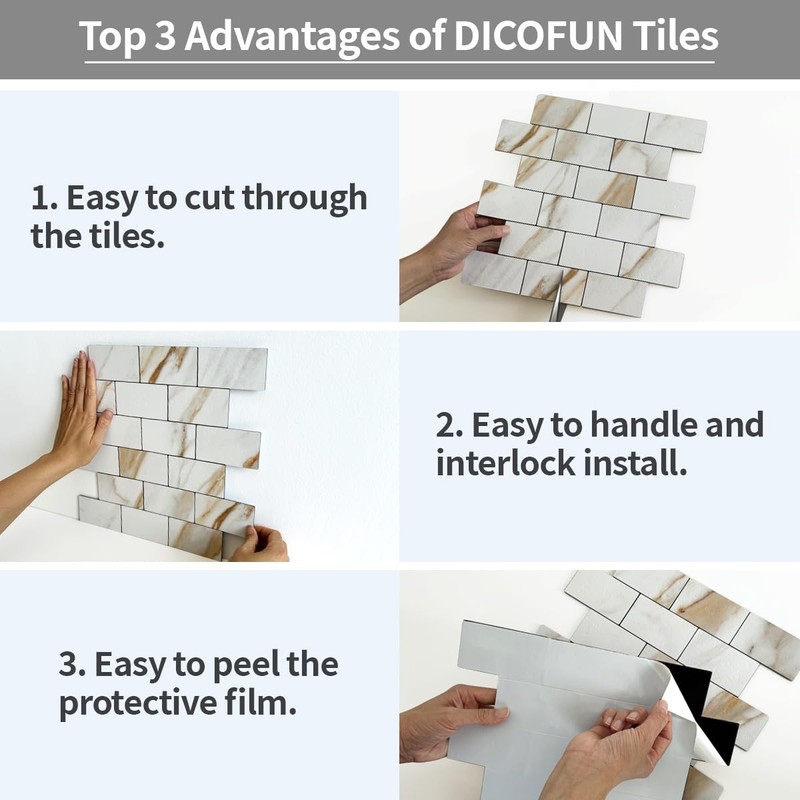 DICOFUN 1 Sheet Calacatta Gold Peel and Stick Backsplash Wall