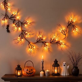 Guirnalda de Luces de Halloween, 6 pies 1.8M 45 LED 8 Modos Serie de Luces