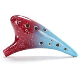 TAMUME Handcrafted Galaxy Pattern Ceramic Ocarina from Zelda 12 Hole Alto C Ocarinas with Protective Bag, Neck String and Music Sheet (Pink and Purple)
