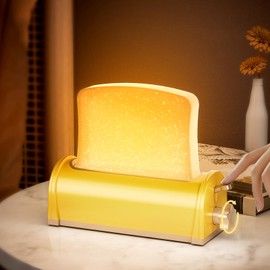 Zymise Night Light for Kids Cute Toast Bread LED Rechargeable Table Lamp, 8 Colors Dimmable Baby Room Decor Birthday Christmas Gifts for Kids Boys Girls Women (Yellow)