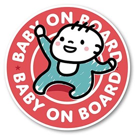 Isaac Trading Baby on Board Sticker 2 Sticker Round Shape 84x84mm (Pink)