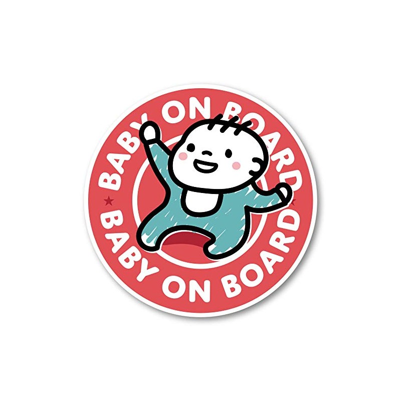 Isaac Trading Baby on Board Sticker 2 Sticker Round Shape