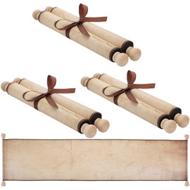 Epakh 3 Pack Blank Paper Scrolls Wrapped on Wood Rod Quick Drop Old Paper Aged Blank Scroll for Writing, Drawing, Calligraphy, Wedding Vows, Cosplay Prop, Renaissance Festivals, Tabletop Role Playing