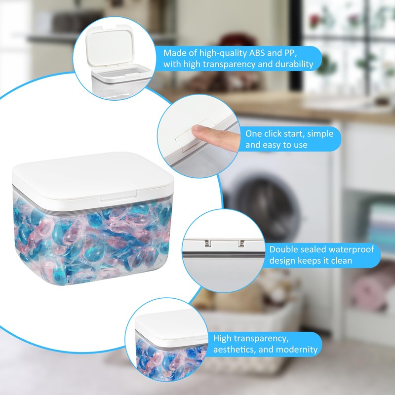 Laundry Pod Storage Container With Lid - Large Capacity Pop-Up