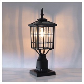 Kemeco ST4224Q-A Solar Post Light Outdoor, Landscape Led Squared Frame Fixture with 3" Pier Mount Base for Garden Street Post Pole Yard Driveway Entryways (Black)