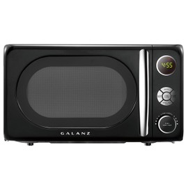Galanz GLCMKA07BKR-07 Microwave Oven, LED Lighting, Pull Handle Design, Child Lock, Retro Black, 0.7 cu ft