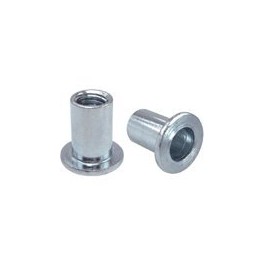 Not Ribbed Flat Head Rivet Nuts - Material: Steel Zinc, Plated Thread Size: 5/16-18 UNC, Grip Range: .125, 100 Piece Box