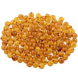 Amber Round Beads - Polished and Raw 100% Natural Baltic Resin Stone 5mm Loose with Hole Punch for Crafts Multiple Colours - Amber Culture