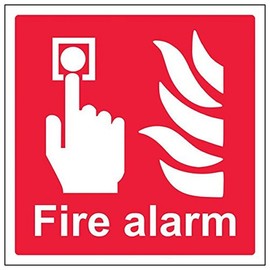 V Safety 13011AT-S'Fire Alarm Logo' Sign, Square, 200 mm x 200 mm (Pack of 3)