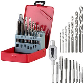 AGT Tap and Die: Drill & Tap Set for Metal and Plastic, HSS-G, 15 Pieces (Tap Set, Drill for Cordless Screwdriver)