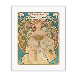 F. Champenois - Printer, Publisher (Imprimeur-Éditeur) - Paris, France - Vintage Art Nouveau Poster by Alphonse Mucha c.1898 - Fine Art Rolled Canvas Print 16in x 20in
