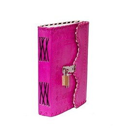 PRASTARA Genuine Leather Cover Lock Diary 200 Pages, 5 x 7 Inches (Pink)
