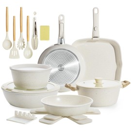 BECIGAR 23PCS Ceramic Pots and Pans Set,Nonstick, Removable Handle Pots and Pans Set, Stackable Pan Set, Ceramic Nonstick Pan Non Stick for Easy Cooking