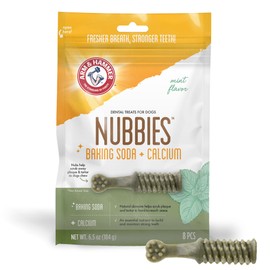Arm & Hammer for Pets Nubbies Dental Treats for Dogs with Baking Soda and Calcium, Treat Chews Help Fight Bad Breath, Plaque & Tartar without Brushing, Mint, Med. Size, 8 Pcs (Packaging may vary)