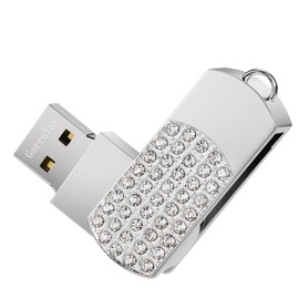 GARRULAX USB Flash Drive, 16GB/32GB/64GB/128GB USB2.0 Rotatable Memory Stick Date Storage Pendrive Thumb Drives U Disk(32GB,Silver)