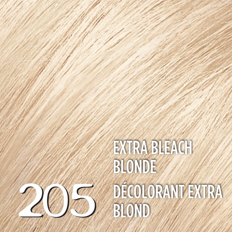 L'Oréal Paris Feria Advanced Lightening System Permanent Hair Bleach, 205 Extra Bleach Blonde, with Anti-Brass Purple Conditionner, Hair Color for Women, 1 EA
