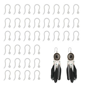 YJFY Pack of 100 Earring Hooks, Hypoallergenic Ear Hooks, Earring Hooks, Made of Plastic, Suitable for People Who Cannot Use Metal Earrings, for Earrings, Pendants (White)