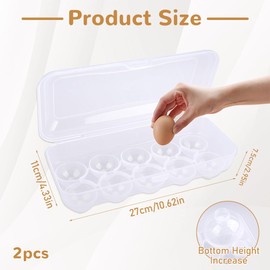imposyu Pack of 2 Egg Box Egg Container for Fridge Plastic Reusable Egg Box for 10 Eggs with Lid Egg Organiser for Fridge Kitchen Transport Box