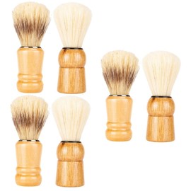 FRCOLOR 6pcs Men Shaving Brush Wood Handle Beard Brush for Grooming Lightweight Boar Bristle Shave Accessory for Home and Salon Use and Friends