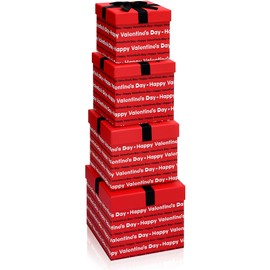 Epakh 4 Pcs Valentines Nesting Gift Boxes with Lids Holiday Gift Boxes Assorted Sizes for Valentine's Day Presents Flower Birthday Bridesmaid Wedding Christmas Party Favor(Warm Heart)