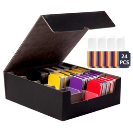 Trading Card Storage Box, 3000+ Card Deck Box with 24 Colorful Dividers & 4 Card Supporters, Commander Card Deck Case Fits for MTG, Magic Game Cards, YugiOh, TCG, PTG and Sport Cards (Black grey)