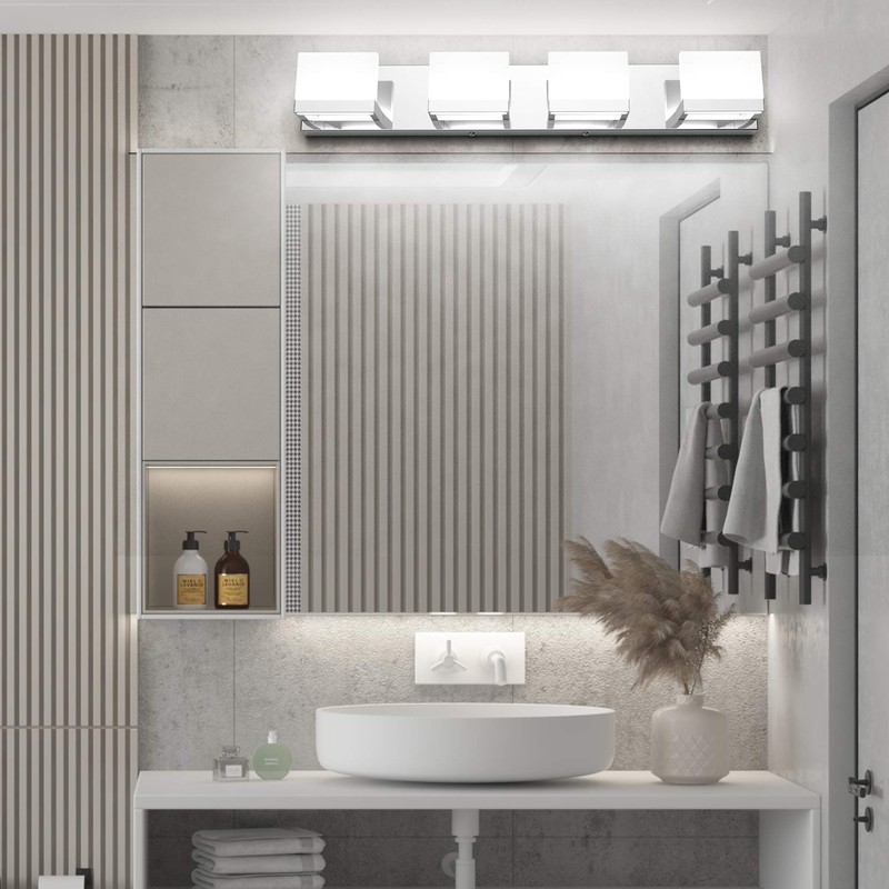 Tipace 4 Lights LED Modern Vanity Light Chrome Bathroom Lighting