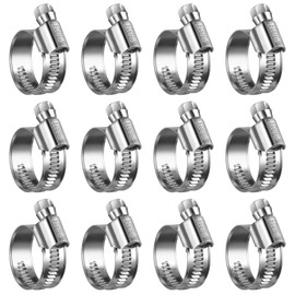 Steelsoft Heavy Duty Hose Clamp Size#10, 5/8 to 1-1/16 inch Adjustable Worm Gear Drive Hose Clamps Stainless Steel 304 for Fuel Injection Line, Automotive, Radiator, Garden,12 Pack
