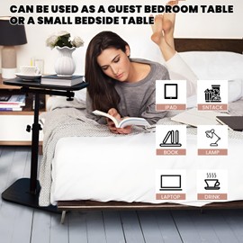Bohodiy C Table End Table Adjustable Height,Laptop Table for Couch、Bed、Reading Nook,C Shaped End Table for Couch,360°Swivel TV Tray Table,Couch Tables That Slide Under,Coffee Side Table-Black