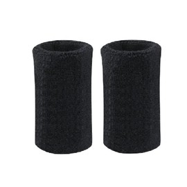 Jjoias 6 inch Sports Wristbands Wrist Sweatbands for Men & Women, Stretchy & Sweat Absorbing Cotton Terry, Perfect for Basketball, Football, Tennis, Soccer, Running & Working Out, 1 Pair (Black)
