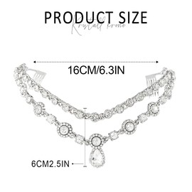 Edary Crystal Bridal Headband Rhinestone Bridal Headpiece Silver Wedding Headpiece Birthday Party Hair Accessories for Women, Alloy steel