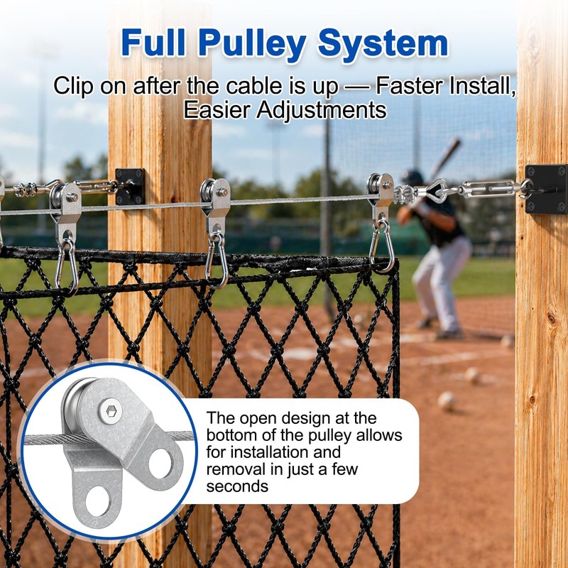 Batting Cage Cable Kit for 20FT, Retractable Batting Cage Wire