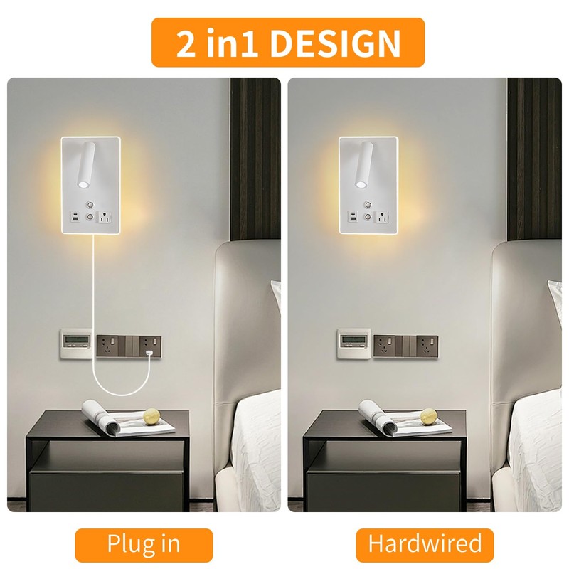 CNMYKYDS Dimmable Plug in Wall Sconce with Touch Switch,Headboard Bedside