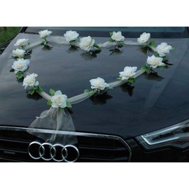 Organza Heart Car Decoration Wedding Car Decoration, Rose Decoration, Bride and Groom, Decorative Car Garland