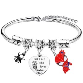 DBIMSPC Superhero Bracelets Daughter Charm Bracelets Superhero Accessories Granddaughter Bracelets Superhero Gifts for Friends Sister Movie Fans Gifts