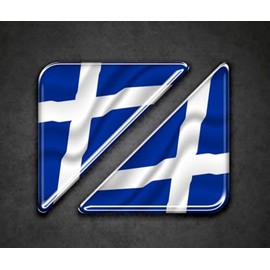 2 x 55mm Waving Scotland Flag Corner Number Plate Stickers HIGH GLOSS DOMED GEL