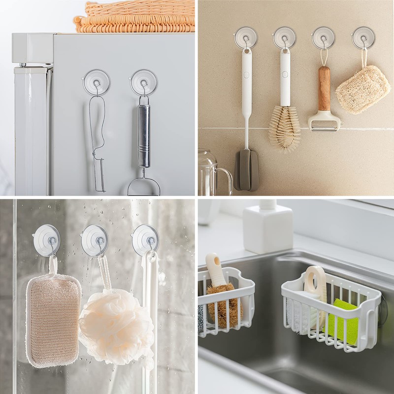 RELBRO Suction Cup Hooks, 10 Pcs Clear Suction Cups with