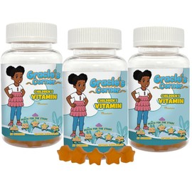 Gracies Corner Stars Gummy Vitamin: All Natural Plant Based w/ Omega 3, Vitamin D, B Complex Vitamins, Zinc, Vitamin C, Selenium, Gluten Free, Allergen Free, Dye Free (60 Count):_3 Bottles (Multi-Child Discount)