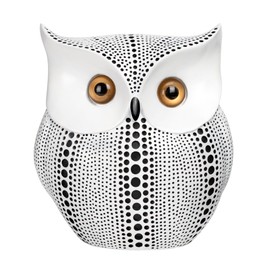 Torre & Tagus 6" Tall Dotted Horned Owl Figurine for Home Decor - Tabletop White Bird Decor for Home Decoration with Polka Dots - Bird Sculpture for Table Decor - (Debossed Horned Owl, White)