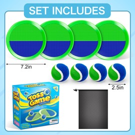Outdoor Toys for Kids Ages 4-8, Toss Game Set for 3 4 5 6 7 8 -12 Year Old Boys Girls, Outside Catch Ball Toys for Pool, Beach, Yard- Toddlers Birthday Gifts Easter Basket Stuffers(4Pcs Green Paddles)