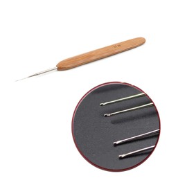 Dreadlocks Crochet Hook for Hair, Needles Hair Crochet Hook Steel Crochet Hook Lock for Braid Crocheting Craft, 2 pcs (0.5mm+0.75mm),Light and Durable Bamboo Handle (Bamboo logs)